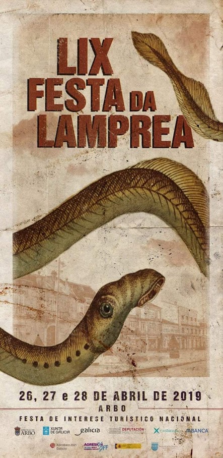 Cartel de la fiesta de la lamprea de Arbo. LIX edición. 2019