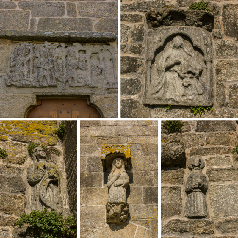 Esculturas repartidas por los muros de la iglesia